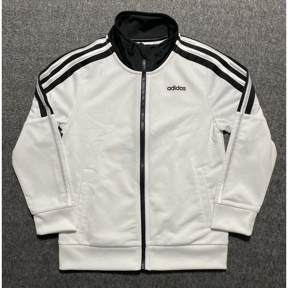 ADIDAS Essential 3-Stripes White & Black Warm-Up Track Jacket TODDLER BOYS Sz 6
